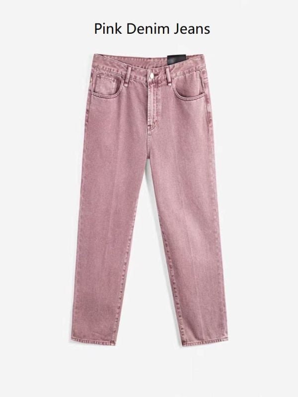 Pink Color Denim Fabric