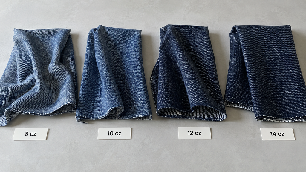 Comparison of 8 oz, 10 oz, 12 oz and 14 oz denim fabric weights
